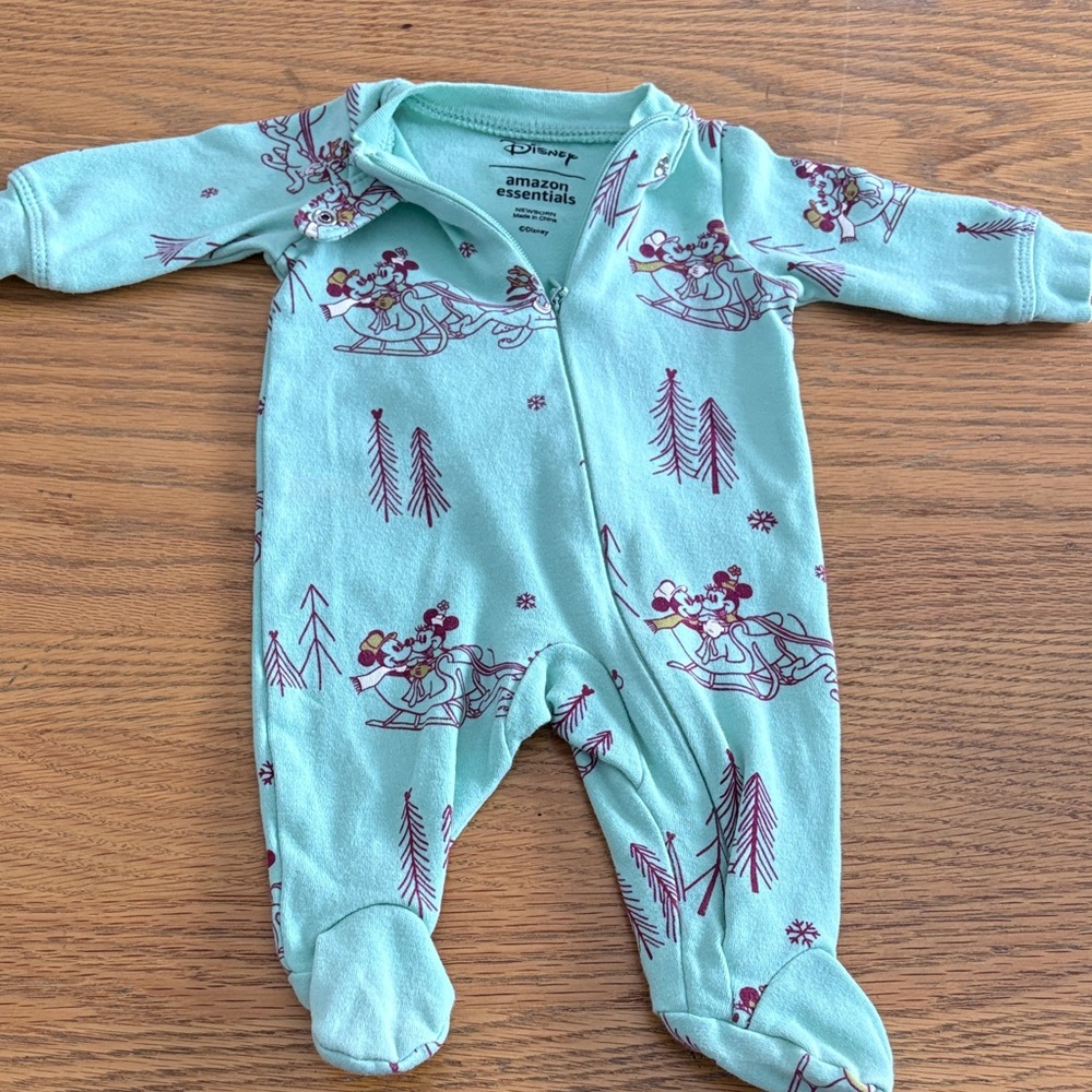 Disney Mint Green Footed One Piece with Character Print